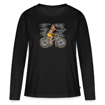 Vélo Léo - T-shirt manches longues Premium bio Femme - noir - Devant - Julia (174cm)
