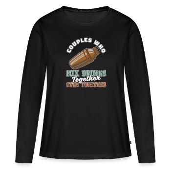 Barman Barman Couple Barman - T-shirt manches longues Premium bio Femme - noir - Devant - Julia (174cm)