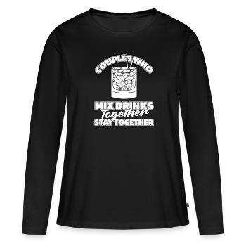 Barman Barman Couple Barman - T-shirt manches longues Premium bio Femme - noir - Devant - Julia (174cm)