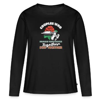 Paire de tatoueurs - T-shirt manches longues Premium bio Femme - noir - Devant - Julia (174cm)