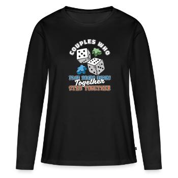 Jeu de société Couple de jeux de société - T-shirt manches longues Premium bio Femme - noir - Devant - Julia (174cm)