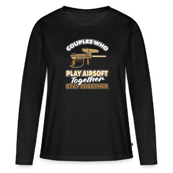 Paire Airsoft - T-shirt manches longues Premium bio Femme - noir - Devant - Julia (174cm)