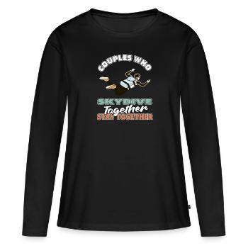 Paire de parachutistes - T-shirt manches longues Premium bio Femme - noir - Devant - Julia (174cm)