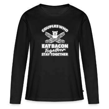 Paire de bacon - T-shirt manches longues Premium bio Femme - noir - Devant - Julia (174cm)