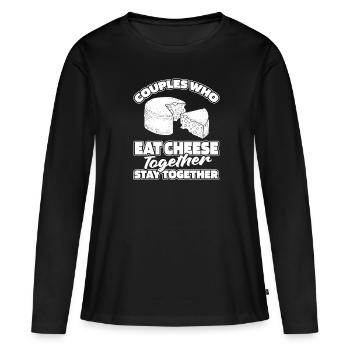 Paire fromage Fromage - T-shirt manches longues Premium bio Femme - noir - Devant - Julia (174cm)