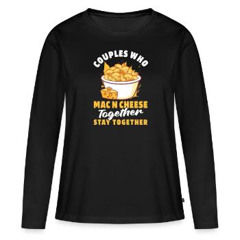Mac N Cheese Mac And Cheese Paar - Frauen Premium Bio Langarmshirt - Schwarz - Vorne - Julia (174cm)