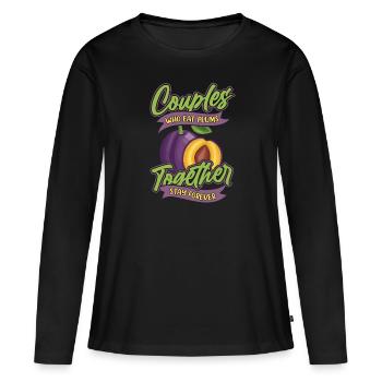 Paire de prunes - T-shirt manches longues Premium bio Femme - noir - Devant - Julia (174cm)