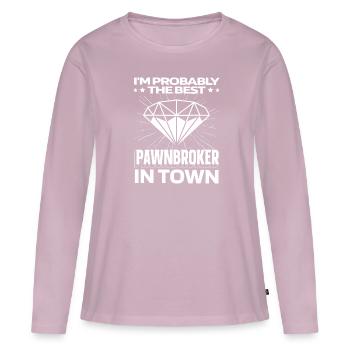 prêteur sur gages Diamant - T-shirt manches longues Premium bio Femme - rose poudré - Devant - Julia (174cm)