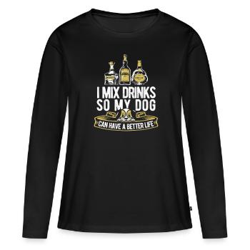 Barman Barman Chien - T-shirt manches longues Premium bio Femme - noir - Devant - Julia (174cm)