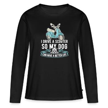 Motorroller Hund - Frauen Premium Bio Langarmshirt - Schwarz - Vorne - Julia (174cm)