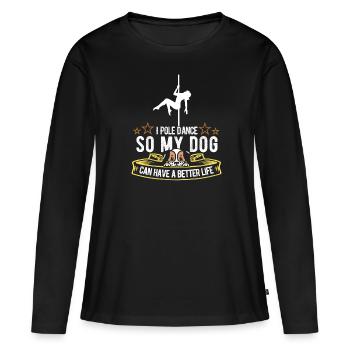 Chien de Pole Dancing - T-shirt manches longues Premium bio Femme - noir - Devant - Julia (174cm)