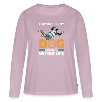 Parachutist Parachuting Dog - Women's Premium Organic Long Sleeve Shirt - dusky pink - Front - Julia (174cm)