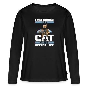 Barman Barman Cat Barman - T-shirt manches longues Premium bio Femme - noir - Devant - Julia (174cm)