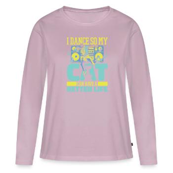 Dancing Dancer Cat - Women's Premium Organic Long Sleeve Shirt - dusky pink - Front - Julia (174cm)