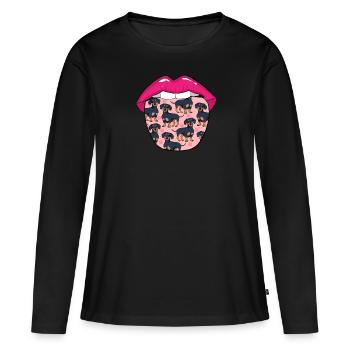 Teckel Langue de teckel - T-shirt manches longues Premium bio Femme - noir - Devant - Julia (174cm)