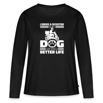 Motorroller Hund - Frauen Premium Bio Langarmshirt - Schwarz - Vorne - Julia (174cm)