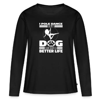 Chien de Pole Dancing - T-shirt manches longues Premium bio Femme - noir - Devant - Julia (174cm)