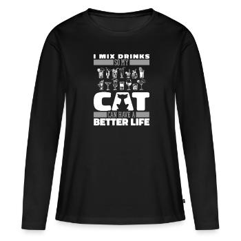 Barman Barman Cat Barman - T-shirt manches longues Premium bio Femme - noir - Devant - Julia (174cm)