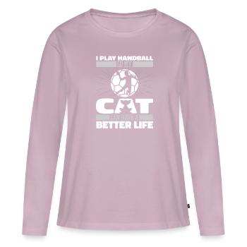 Handball Handball Player Cat - T-shirt manches longues Premium bio Femme - rose poudré - Devant - Julia (174cm)