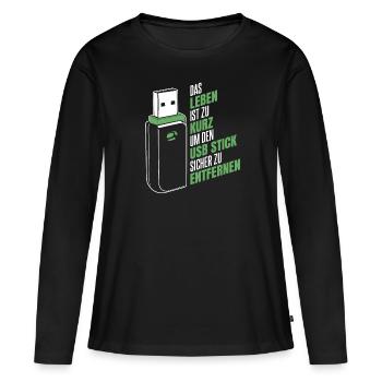 Entwickler Coder Programmierer USB - Frauen Premium Bio Langarmshirt - Schwarz - Vorne - Julia (174cm)