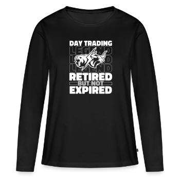 Retraités Day Trading Day Trader - T-shirt manches longues Premium bio Femme - noir - Devant - Julia (174cm)