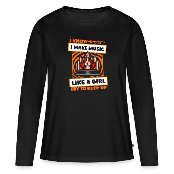 Ingénieur du son Ingénieur du son Fille - T-shirt manches longues Premium bio Femme - noir - Devant - Julia (174cm)