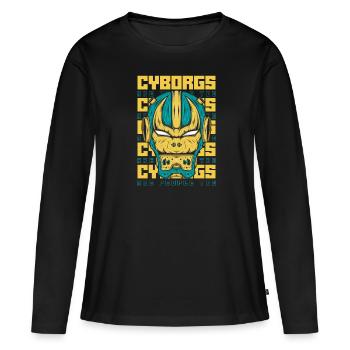 Robotique Ai Robot Cyborg - T-shirt manches longues Premium bio Femme - noir - Devant - Julia (174cm)