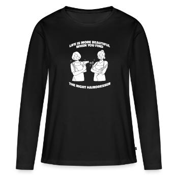 Coiffeur Coiffeur Coiffeur - T-shirt manches longues Premium bio Femme - noir - Devant - Julia (174cm)