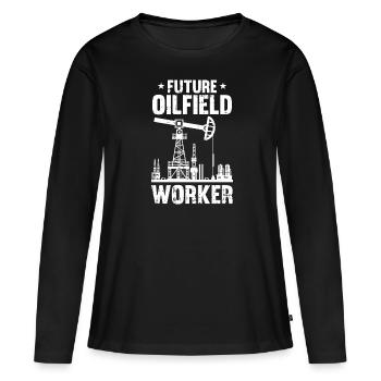 Plate-forme pétrolière de champ pétrolier - T-shirt manches longues Premium bio Femme - noir - Devant - Julia (174cm)