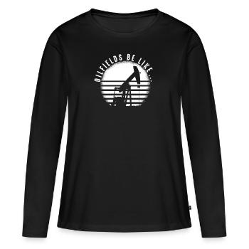 Plate-forme pétrolière de champs pétrolifères - T-shirt manches longues Premium bio Femme - noir - Devant - Julia (174cm)