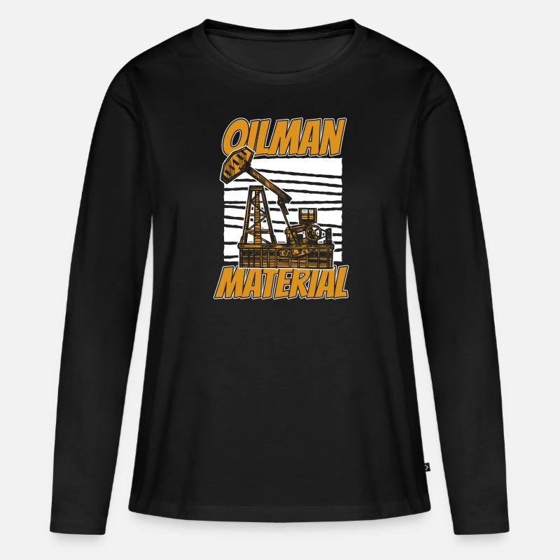 Ölfeld Bohrinsel Ölhändler - Frauen Premium Bio Langarmshirt - Schwarz