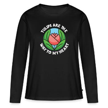 Tulipes Tulipes - T-shirt manches longues Premium bio Femme - noir - Devant - Julia (174cm)