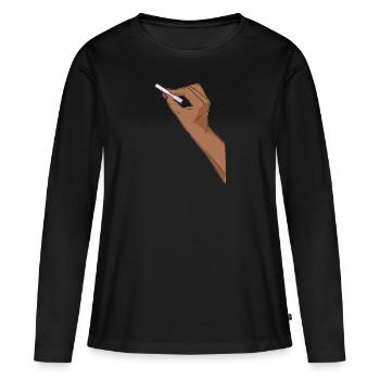 Enseignant Pédagogue - T-shirt manches longues Premium bio Femme - noir - Devant - Julia (174cm)