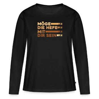 Backen Bäcker Bäckerei Hefe Bckermeister - Frauen Premium Bio Langarmshirt - Schwarz - Vorne - Julia (174cm)