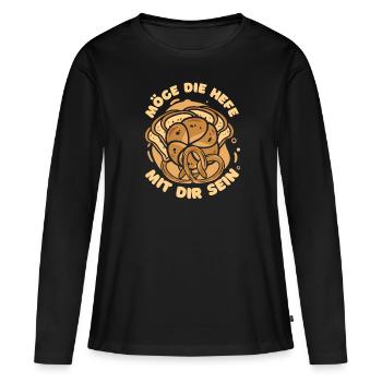 Backen Bäcker Bäckerei Hefe Bckermeister - Frauen Premium Bio Langarmshirt - Schwarz - Vorne - Julia (174cm)