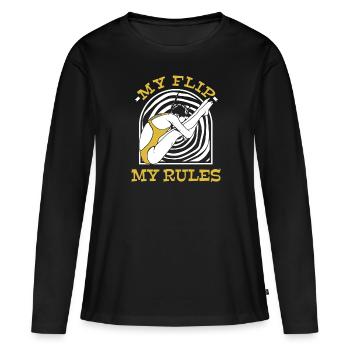 Turmspringen Turmspringer Kippen - Frauen Premium Bio Langarmshirt - Schwarz - Vorne - Julia (174cm)