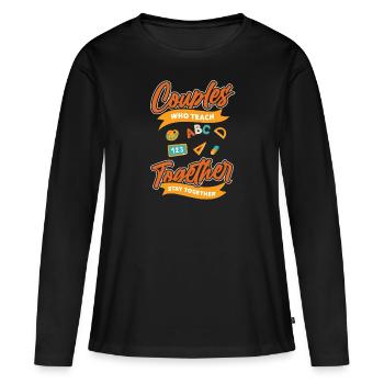 Professeur Pédagogue Couple - T-shirt manches longues Premium bio Femme - noir - Devant - Julia (174cm)