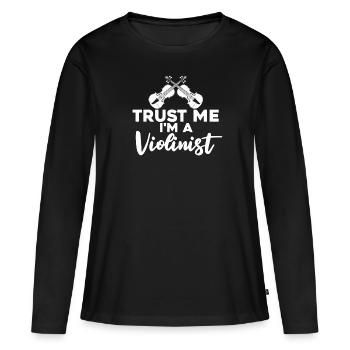 Violon Violon - T-shirt manches longues Premium bio Femme - noir - Devant - Julia (174cm)