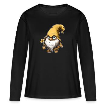 Gnome Gnomes Tournesol - T-shirt manches longues Premium bio Femme - noir - Devant - Julia (174cm)