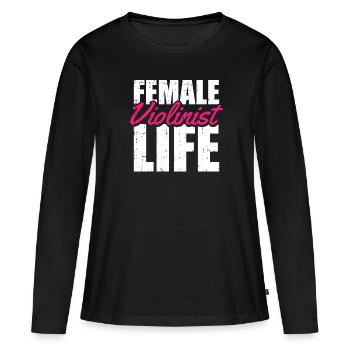 Violon Violon - T-shirt manches longues Premium bio Femme - noir - Devant - Julia (174cm)
