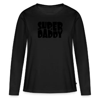 Super Daddy pour le meilleur papa dans le style comique - T-shirt manches longues Premium bio Femme - noir - Devant - Julia (174cm)