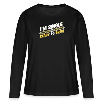 Bière artisanale Bière artisanale Orge - T-shirt manches longues Premium bio Femme - noir - Devant - Julia (174cm)