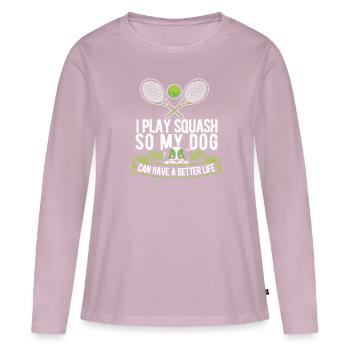 Squash Hund - Frauen Premium Bio Langarmshirt - Altrosa - Vorne - Julia (174cm)