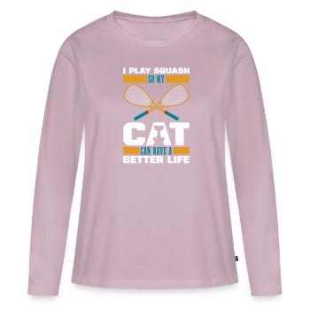 Squash Katze - Frauen Premium Bio Langarmshirt - Altrosa - Vorne - Julia (174cm)