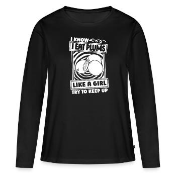 Fille Prune - T-shirt manches longues Premium bio Femme - noir - Devant - Julia (174cm)