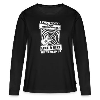 Guitare électrique Guitare électrique Fille - T-shirt manches longues Premium bio Femme - noir - Devant - Julia (174cm)