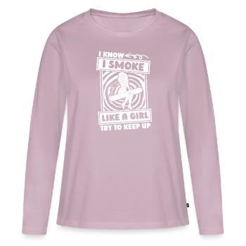 Cigar Girl - Women's Premium Organic Long Sleeve Shirt - dusky pink - Front - Julia (174cm)