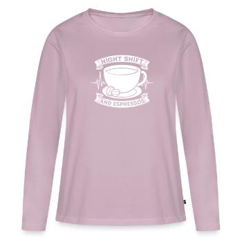Infirmière de nuit - T-shirt manches longues Premium bio Femme - rose poudré - Devant - Julia (174cm)