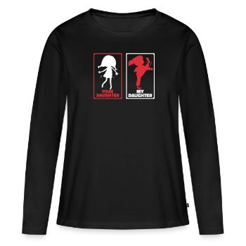 Taekwondo Père Taekwondo - T-shirt manches longues Premium bio Femme - noir - Devant - Julia (174cm)