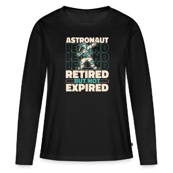 Astronaute, astronaute, astronaute, cosmonaute à la retraite - T-shirt manches longues Premium bio Femme - noir - Devant - Julia (174cm)